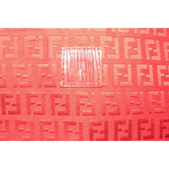 Fendi Smalll F Logo Make Up Red Zucchino Print Canvas And Leather Clutch - Picture 6 of 11